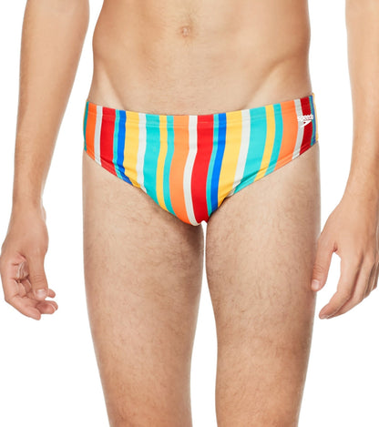  Speedo Vibe Men's Printed One Brief Swimsuit Clean Stripe