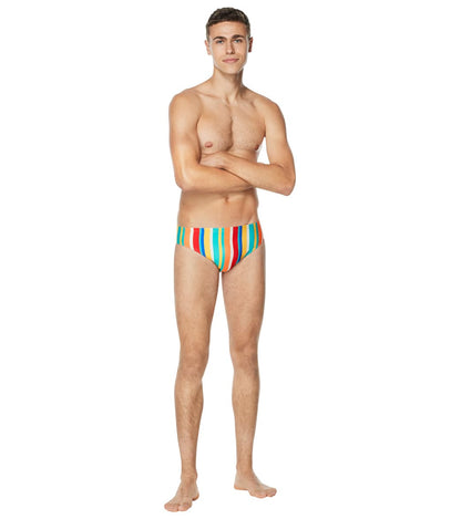  Speedo Vibe Men's Printed One Brief Swimsuit Clean Stripe