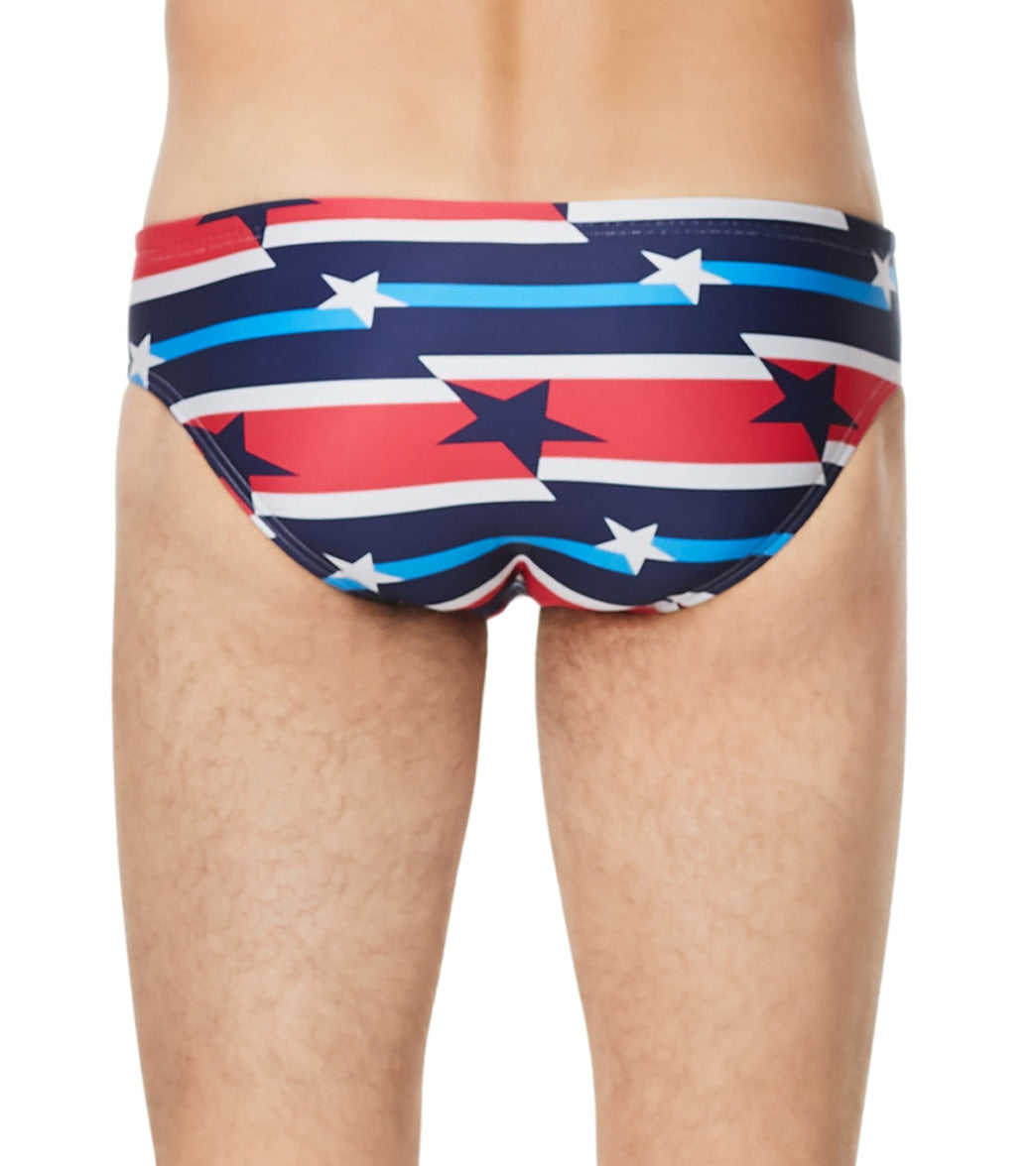  Speedo Vibe Men's Printed One Brief Swimsuit Rad, White & Blue