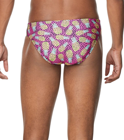  Speedo Vibe Men's Printed One Brief Swimsuit Pineapple Party