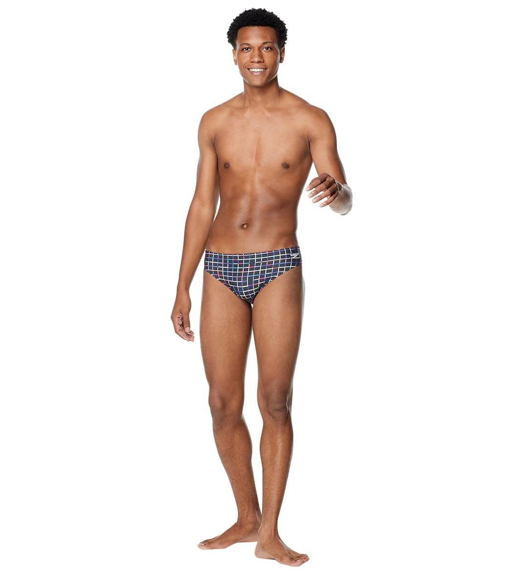  Speedo Vibe Men's Printed One Brief Swimsuit Square Pegs