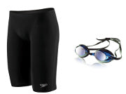  SPEEDO LZR Elite Jammer / Vanquisher Mirrored Goggle Bundle(Random Color Will Be Ship Out)(Speedo Lzr Elite Jammer Vanquisher Mirrored Goggle Bundlerandom Color Will Be Ship Out)