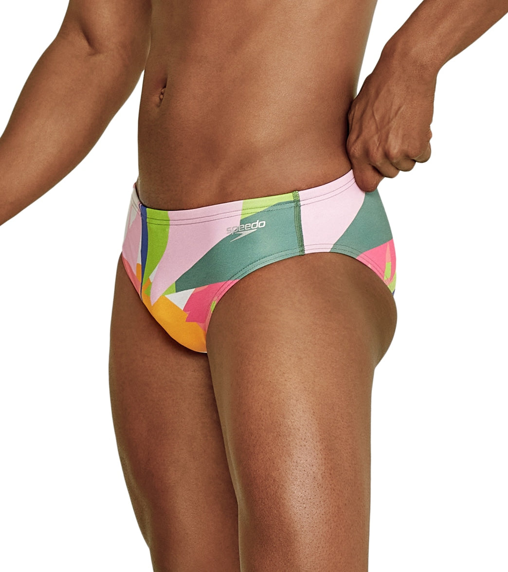  Speedo Vibe Men's Printed One Brief Swimsuit Block Tropics