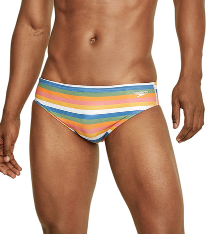 Speedo Vibe Men's Printed One Brief Swimsuit Multi Stripe