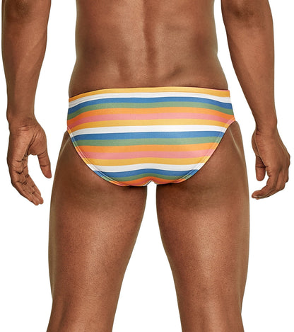  Speedo Vibe Men's Printed One Brief Swimsuit Multi Stripe