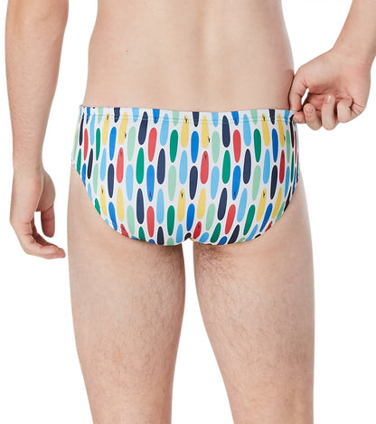  Speedo Vibe Men's Printed One Brief Swimsuit Wave Crusher/Bright White
