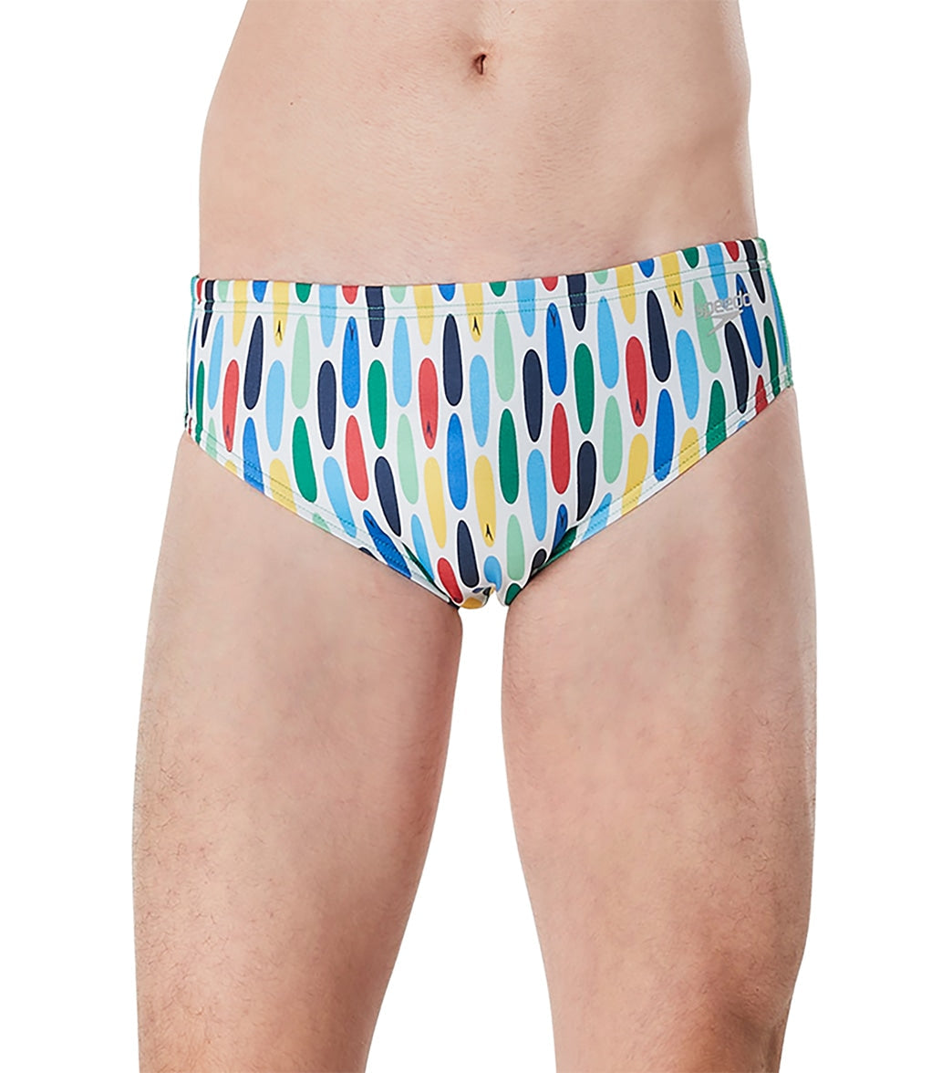  Speedo Vibe Men's Printed One Brief Swimsuit Wave Crusher/Bright White