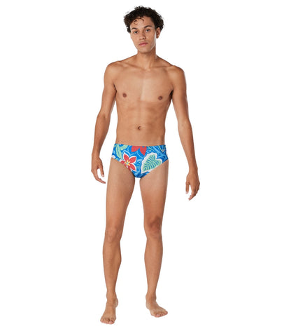  Speedo Vibe Men's Printed One Brief Swimsuit Retro Floral/Turkish Sea