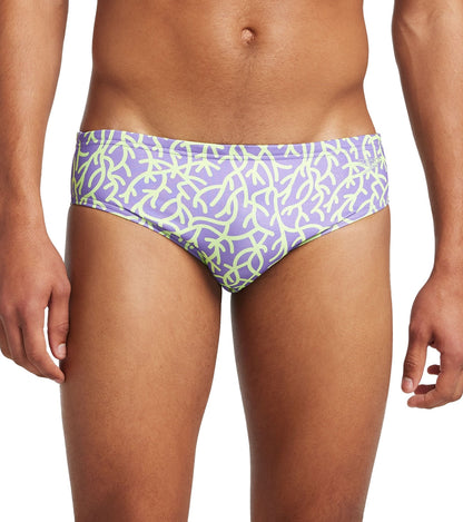  Speedo Vibe Men's Printed One Brief Swimsuit Coral Flow