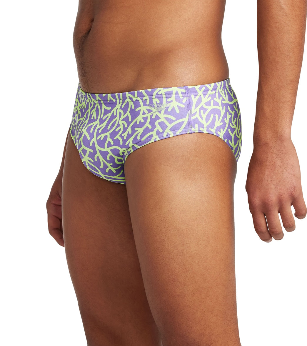  Speedo Vibe Men's Printed One Brief Swimsuit Coral Flow