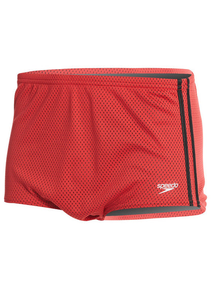  Speedo Solid Poly Mesh Square Leg Swimsuit