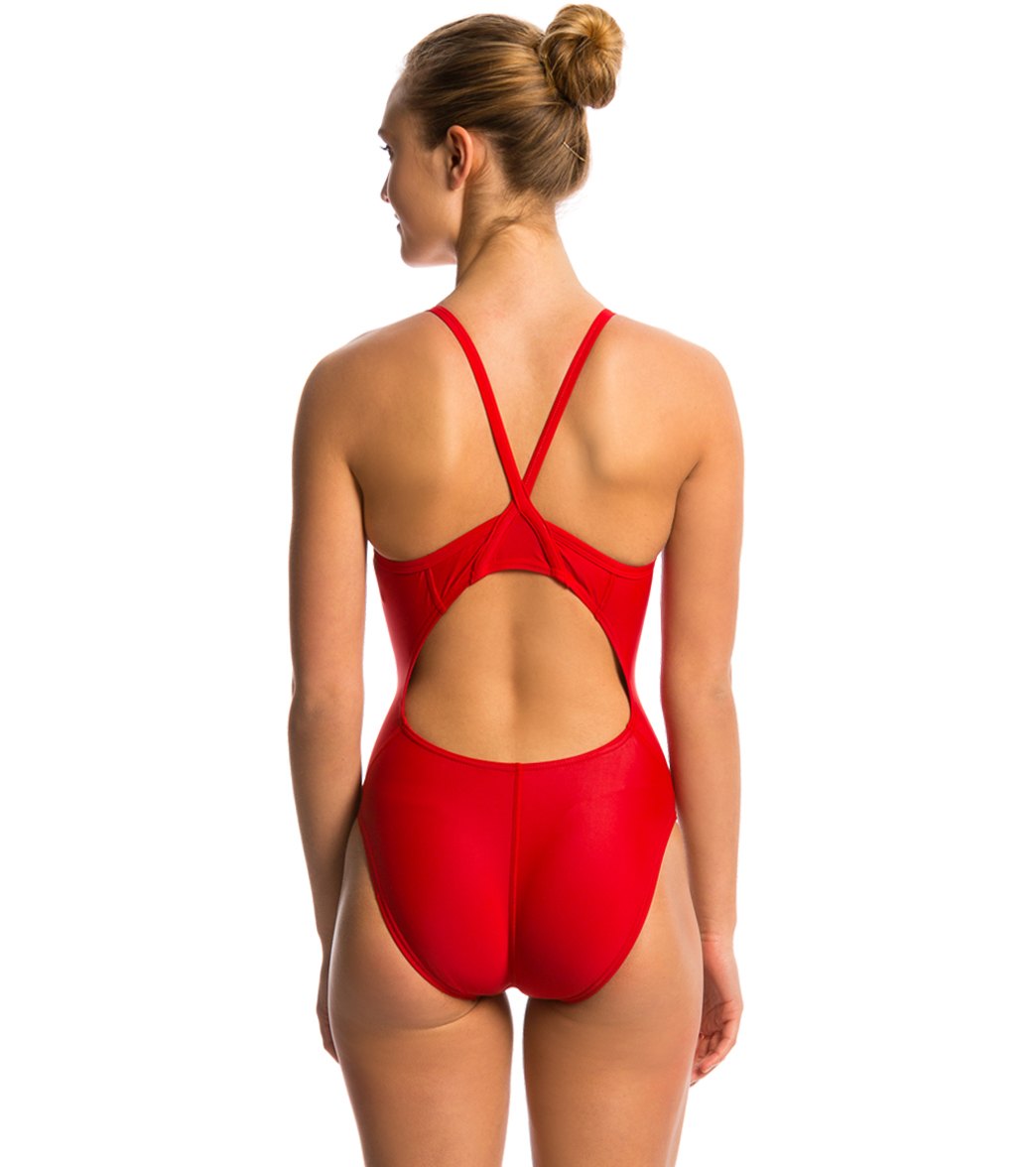  Speedo Women's PowerFLEX Eco Solid Flyback One Piece Swimsuit