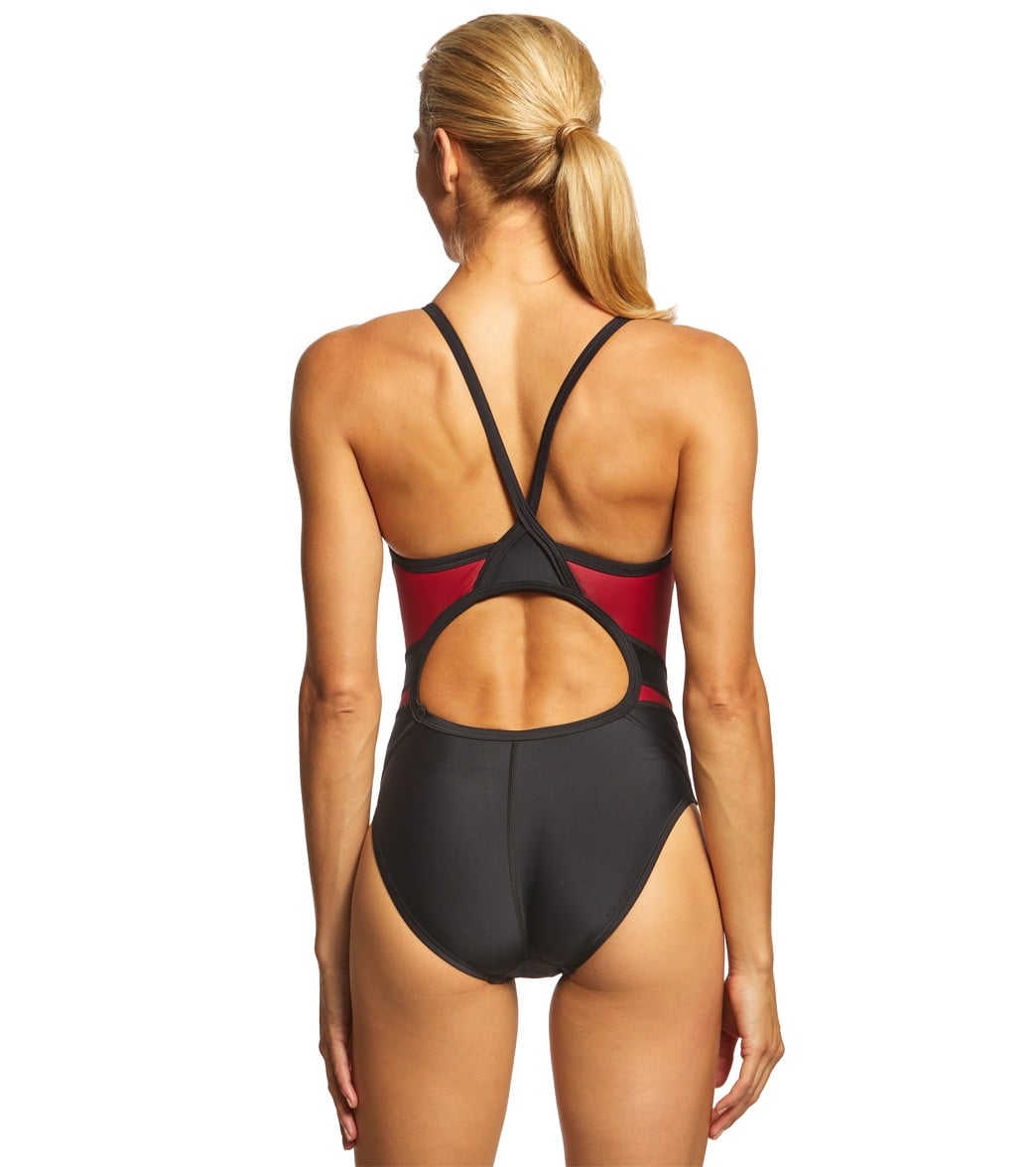  Speedo Women's Tone Setter Splice Flyback One Piece Swimsuit