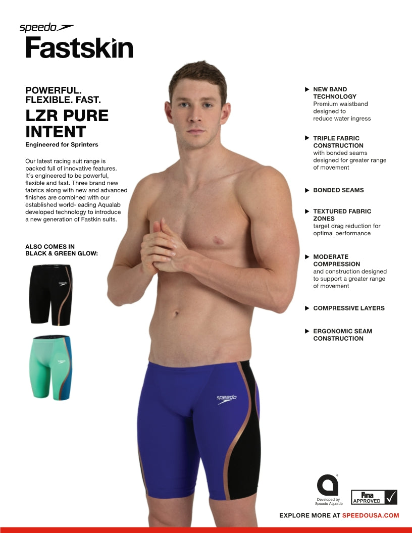  Speedo Men's LZR Pure Intent High Waist Jammer Tech Suit Swimsuit