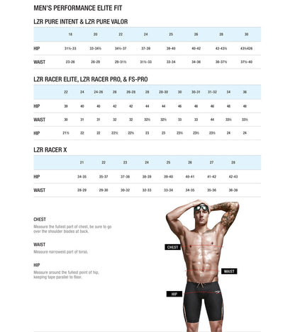  Speedo Men's LZR Pure Intent High Waist Jammer Tech Suit Swimsuit