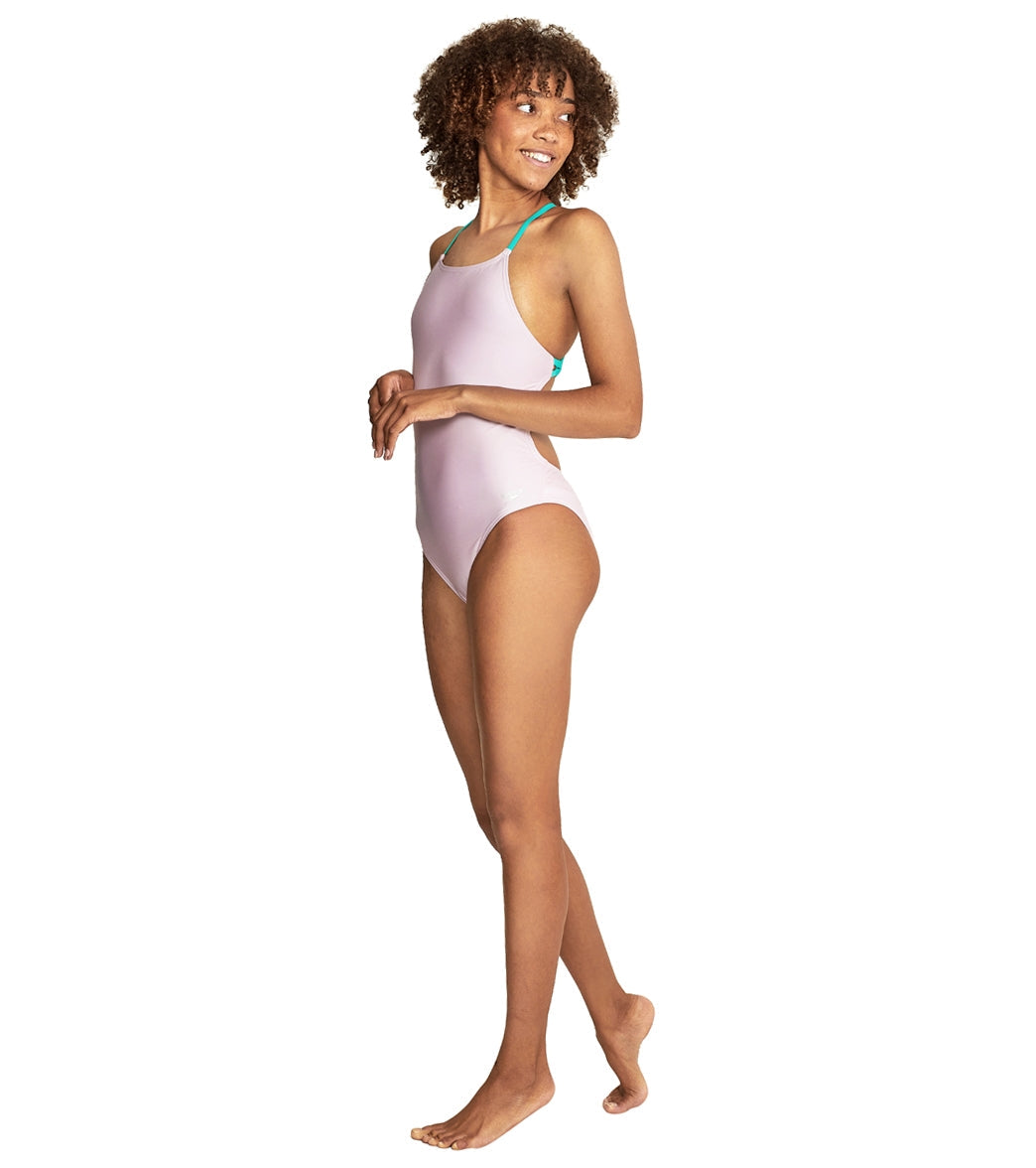  Speedo Women's Solid Tie Back One Piece Swimsuit