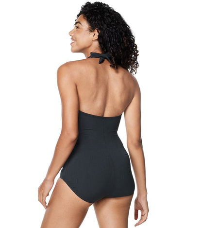  Speedo Women's Solid Halter One Piece Swimsuit