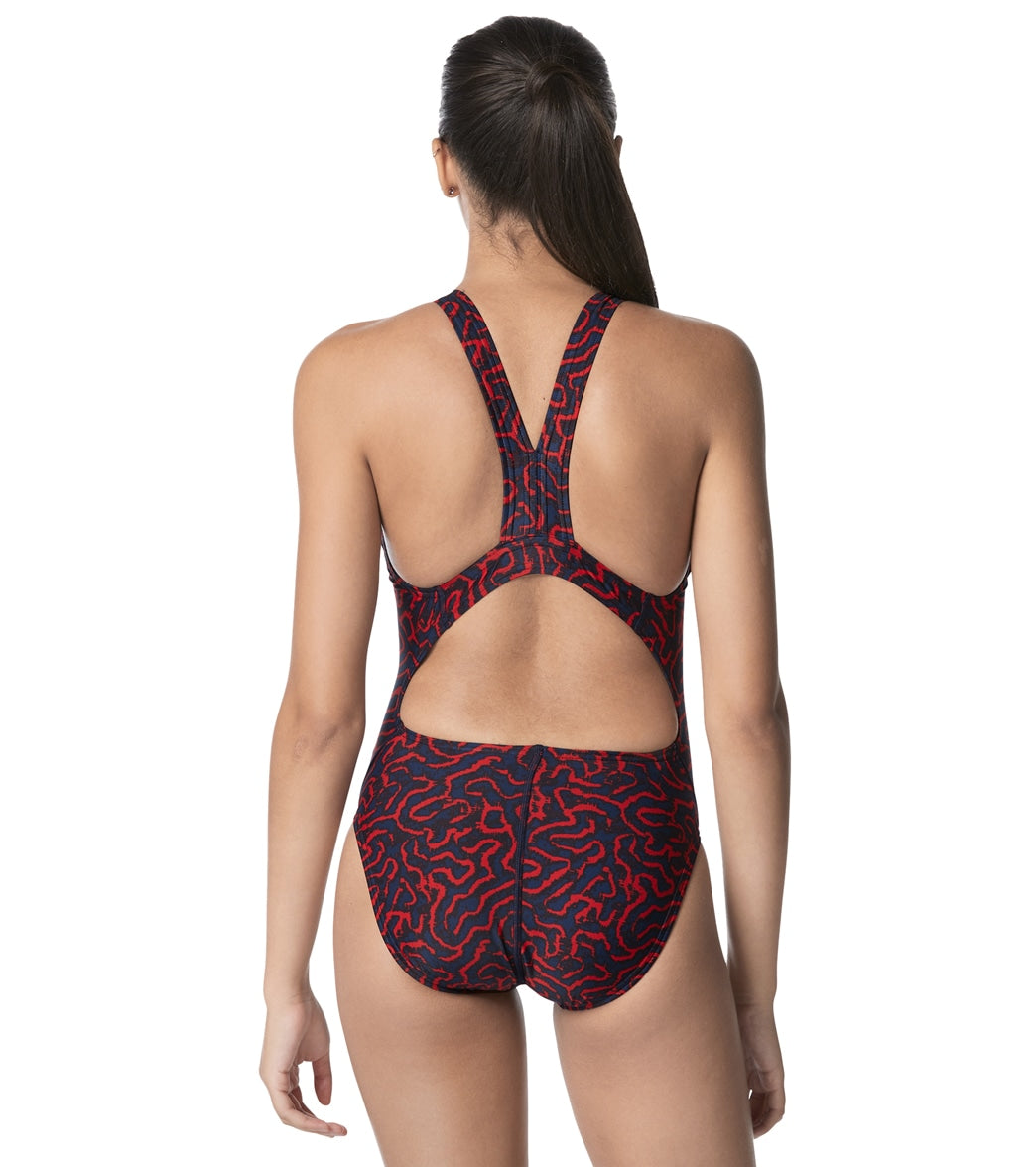  Speedo Women's Race Maze Super Proback One Piece Swimsuit