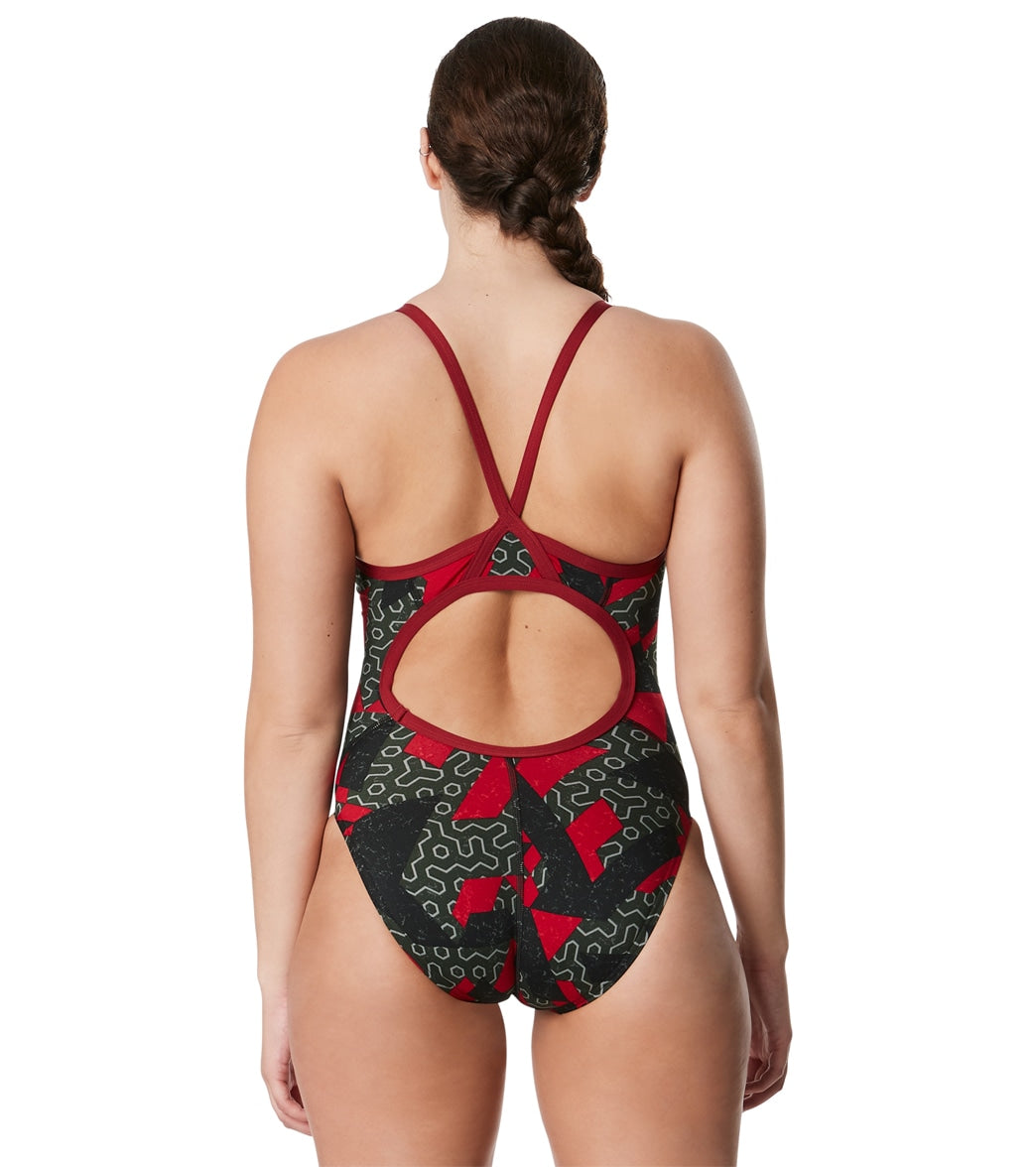  Speedo Women's Ruse Blocks Flyback One Piece Swimsuit