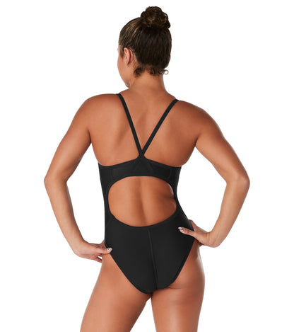  Speedo Women's Eco Solid Flyback One Piece Swimsuit