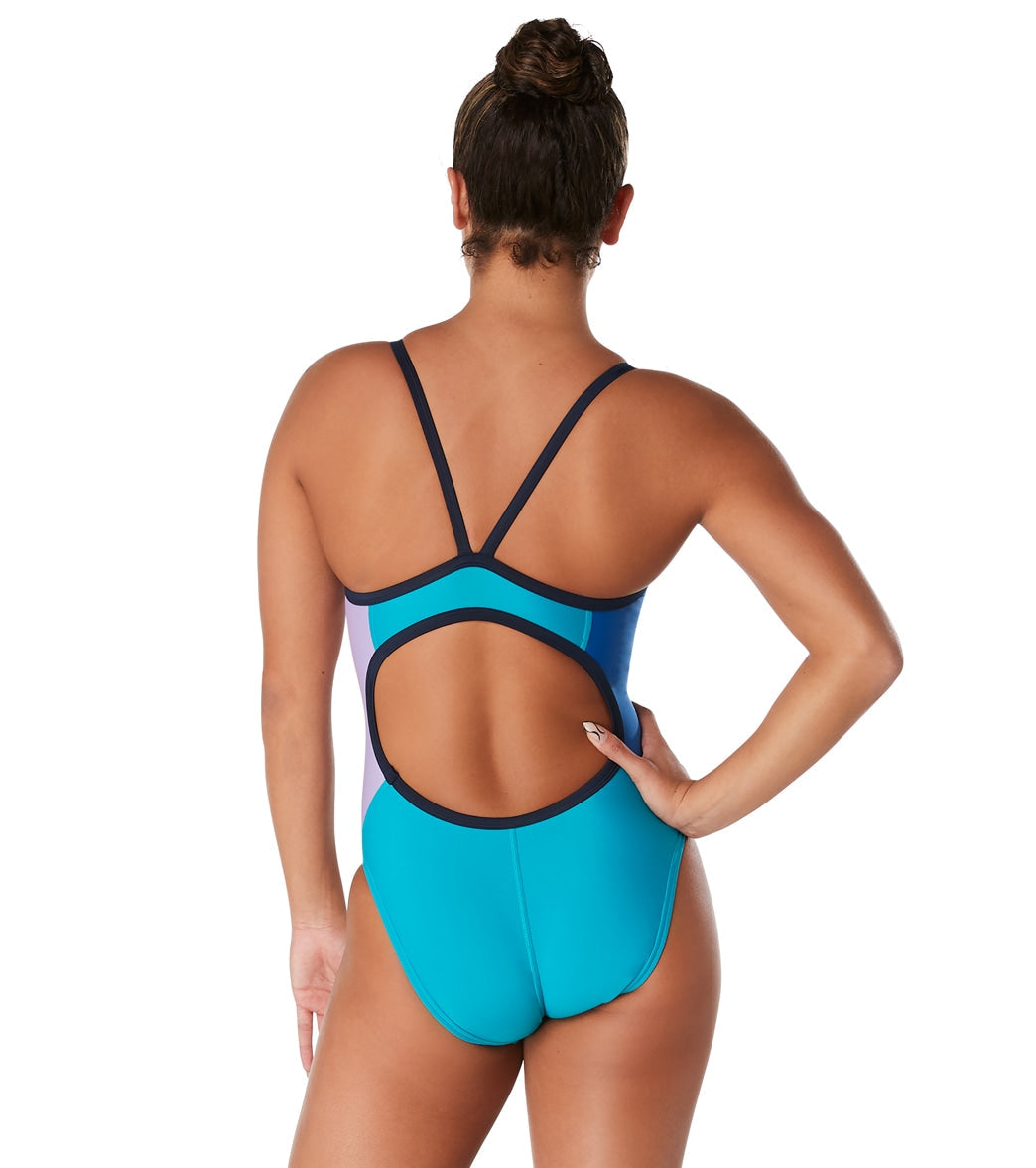  Speedo Vibe Women's Colorblock Propel Back One Piece Swimsuit