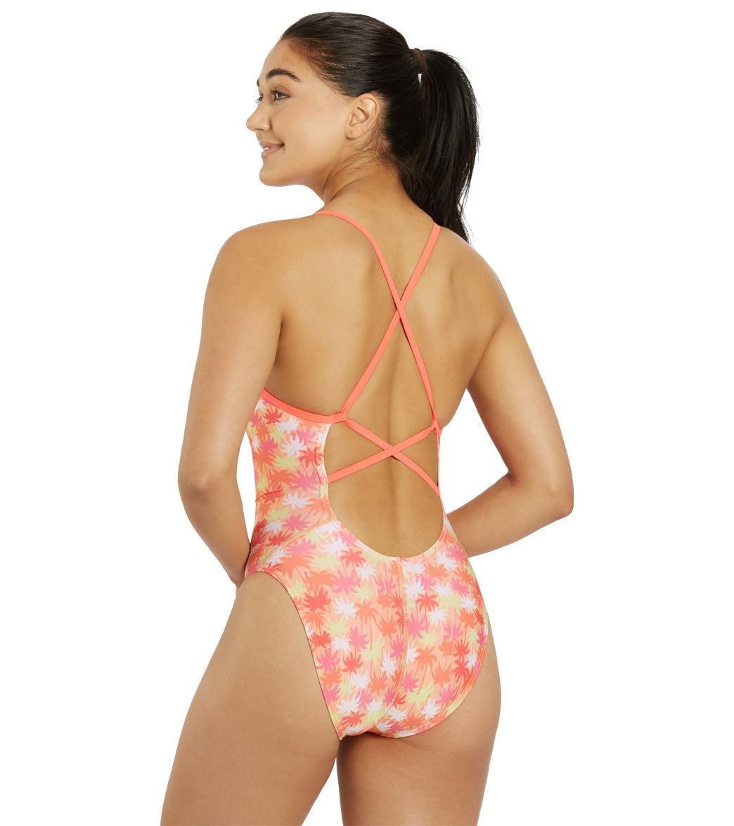  Speedo Vibe Women's Printed Double X Back One Piece Swimsuit