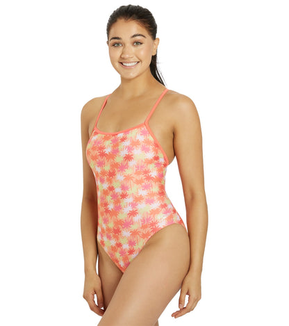  Speedo Vibe Women's Printed Double X Back One Piece Swimsuit