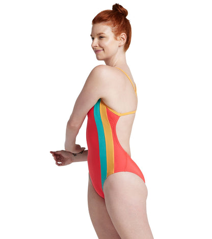  Speedo Vibe Women's Colorblock One Back One Piece Swimsuit